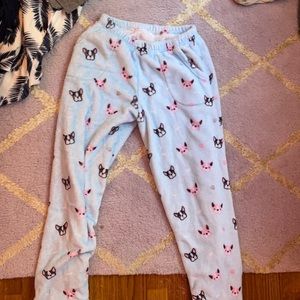 Fuzzy pj bottoms with pugs